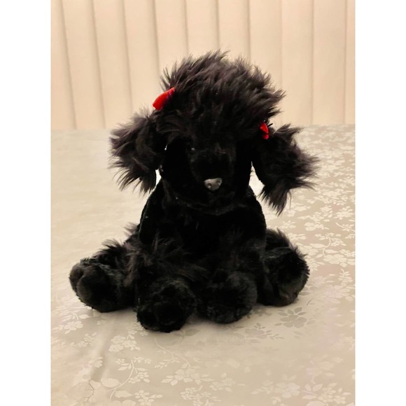 Dan Dee Collectors Choice Plush Black Poodle Puppy Dog Stuffed Animal Red Bows - Picture 6 of 9